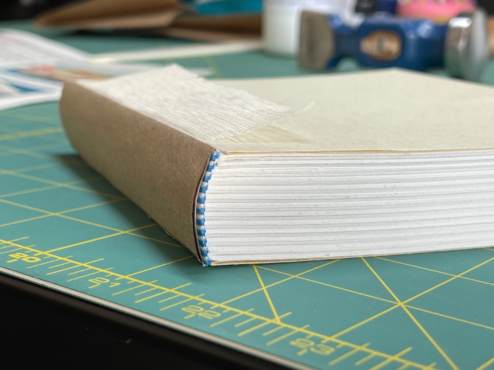 Book spine hollow craft paper complete text block on mate