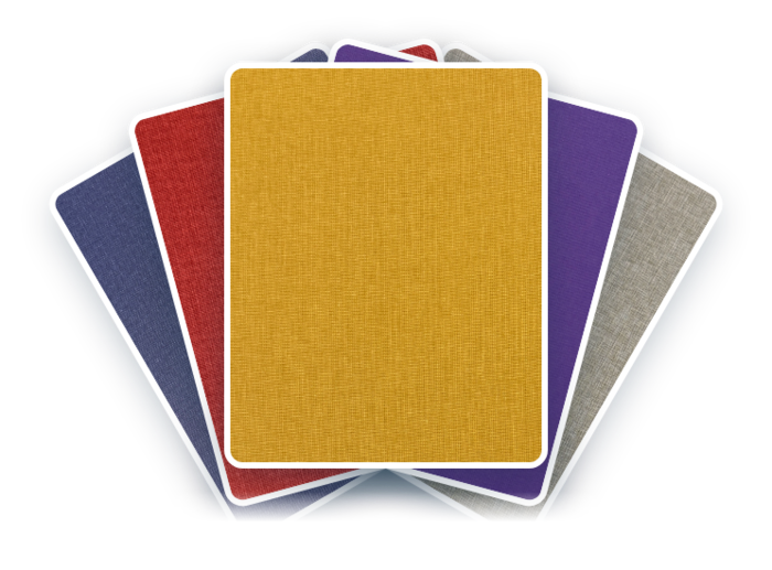 A sampling of book cloths in a range of colors.
